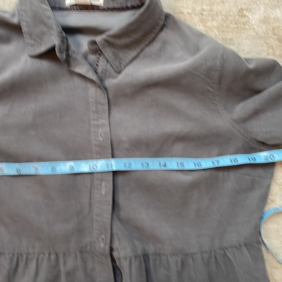 Shirt dress Coldwater Creek size 12 P grey Corduroy long sleeve New button gray - Picture 6 of 7